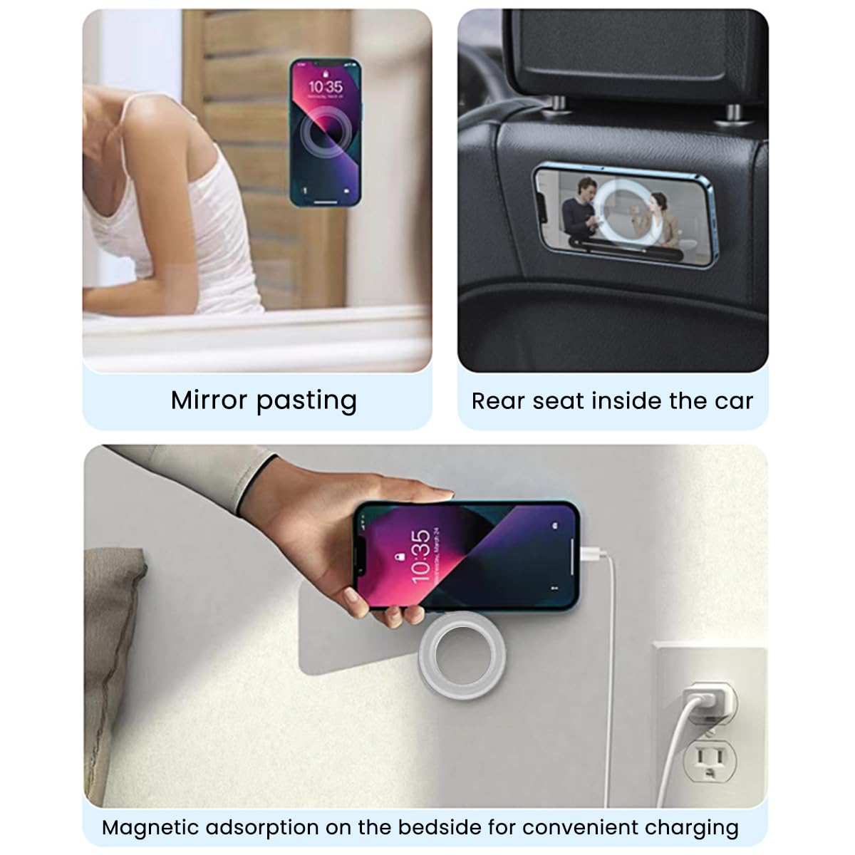 ZORBES® Magnet Ring Holder for iPhone Self-Adhesive Wall Magnet Ring Patch for Phone Strong Magnet Ring Patch for Car, Wall Phone Holder, White ZORBES® Magnet Ring Holder for iPhone Self-Adhesive Wall Magnet Ring Patch for Phone Strong Magnet Ring Patch for Car, Wall Phone Holder, White